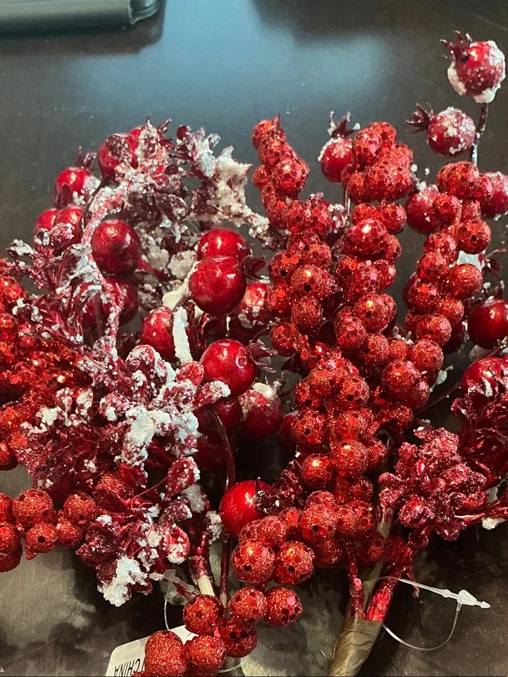 Red Holiday Berry Spray - Festive Decorative Stems - Valerie Parr Hill
